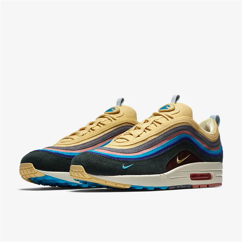 Nike Air Max 1/97 SW Sean Wotherspoon Summer Man Outdoor Running Shoes Comfortable non-slip Sneakers# AJ4219-400