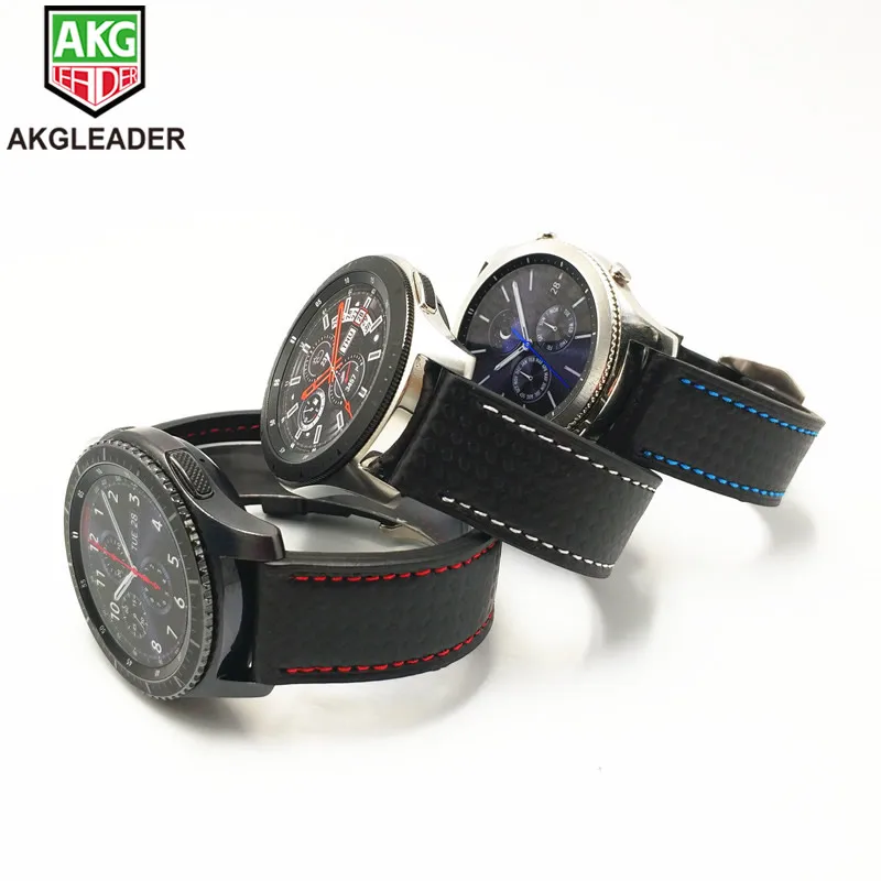 Ремешок из углеродного волокна для Samsung Galaxy Watch 42/46 мм кожаный браслет наручных