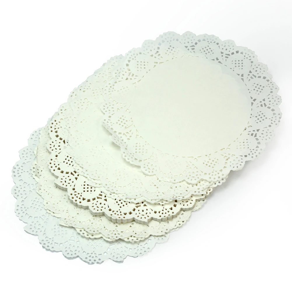 50pcs/Lot White 19cm Round Lace Paper Cake Doilies Placemat Craft Home