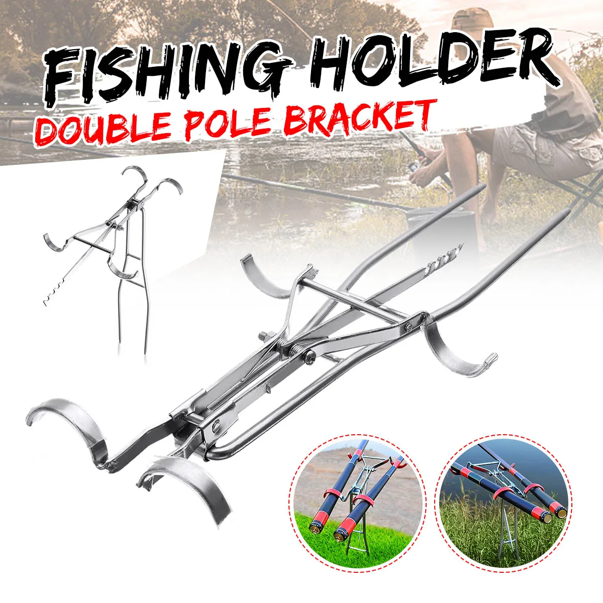 

Automatic fishing Rod Mount Fishing Stainless Steel Tackle Metal Fishing Rod Holder Stand Rod Back Stand Foldable For Fishing