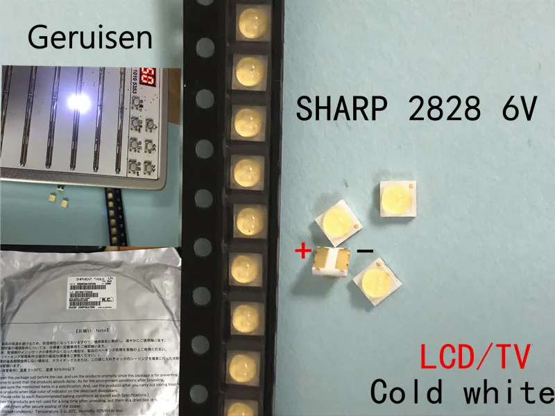 100 шт. светодиодная подсветка Высокая мощность LED 0 8 Вт 2828 6 в холодный белый 45LM