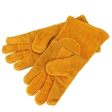 Пара Коровы сплит кожаные перчатки сварочные Жаростойкие перчатки для безопасности работы желтые на продажу