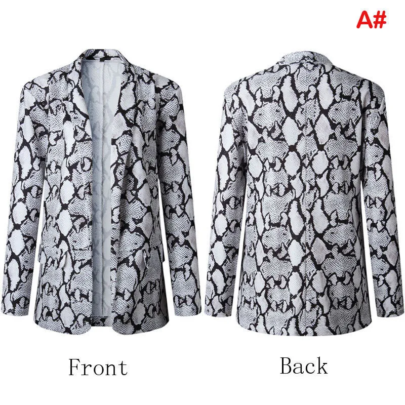 

Women OL Ladies Snake Skin Printed Sexy Office Lady formal Work Long Sleeve Slim Fit Casual Blazer Suit Jacket Coat Outwear Tops