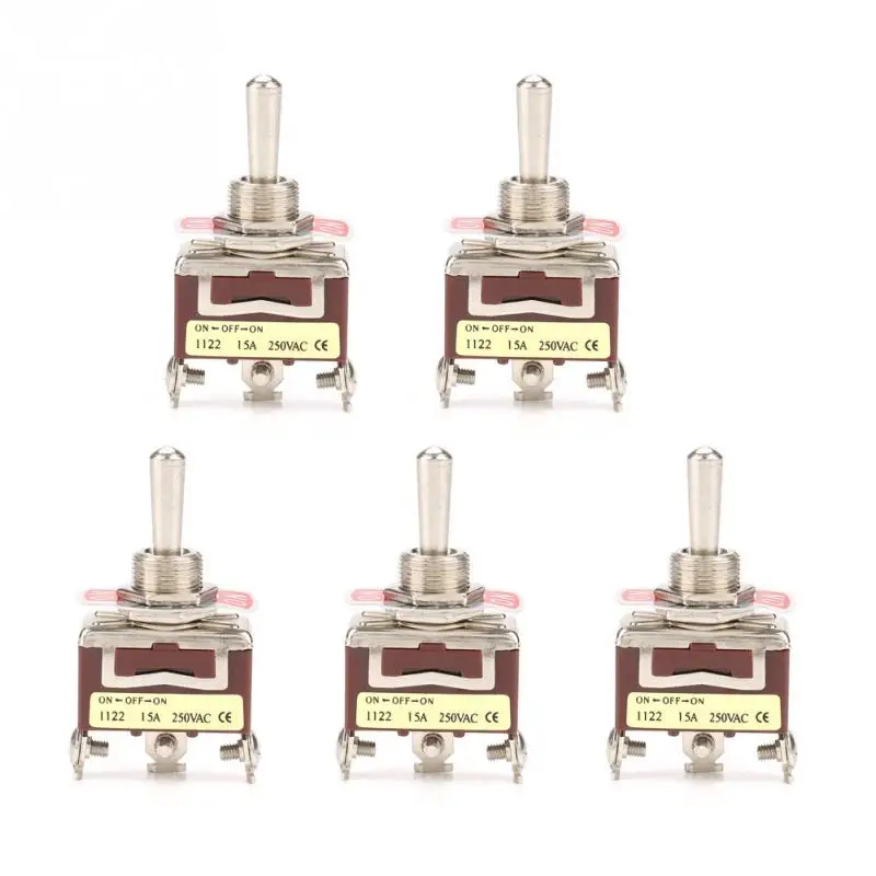 5Pcs/Lot ON-OFF-ON 3 Position Toggle Switch Pin 12mm 15A 250VAC Power Button New | Обустройство дома