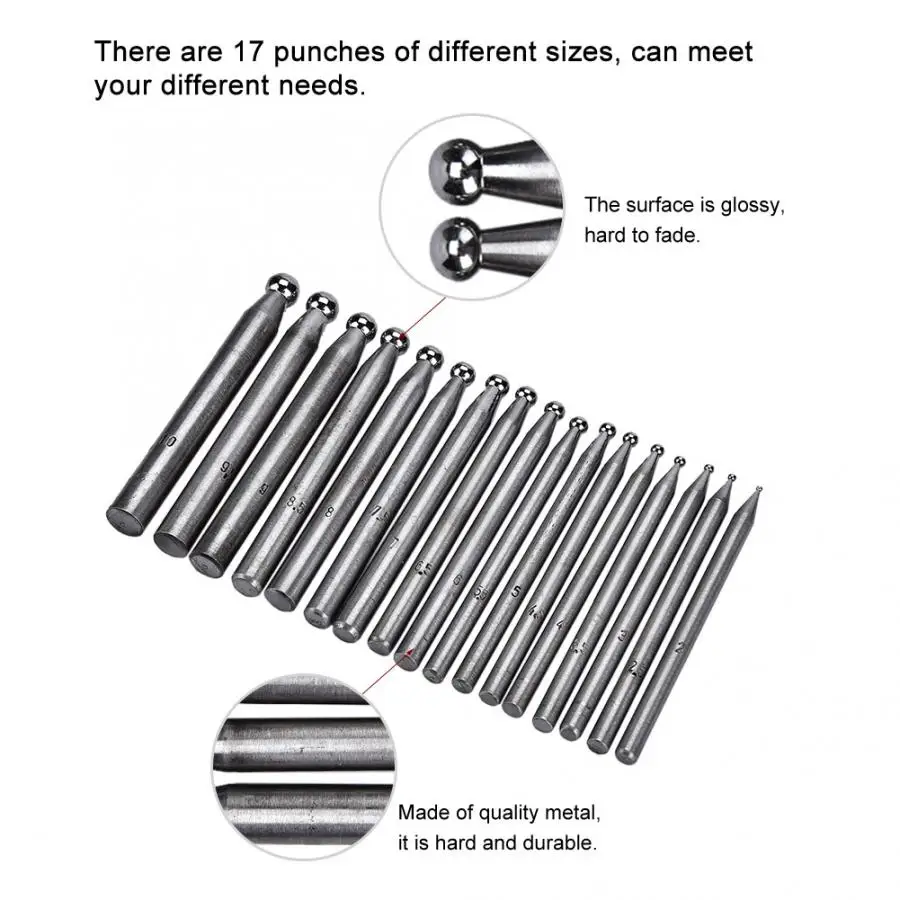 Профессиональный 17 шт. Dapping Punch ювелирные изделия изготовление ювелирных изделий купольный инструмент Dapping Block Punch Ювелирный инструмент для изготовления ювелирных изделий