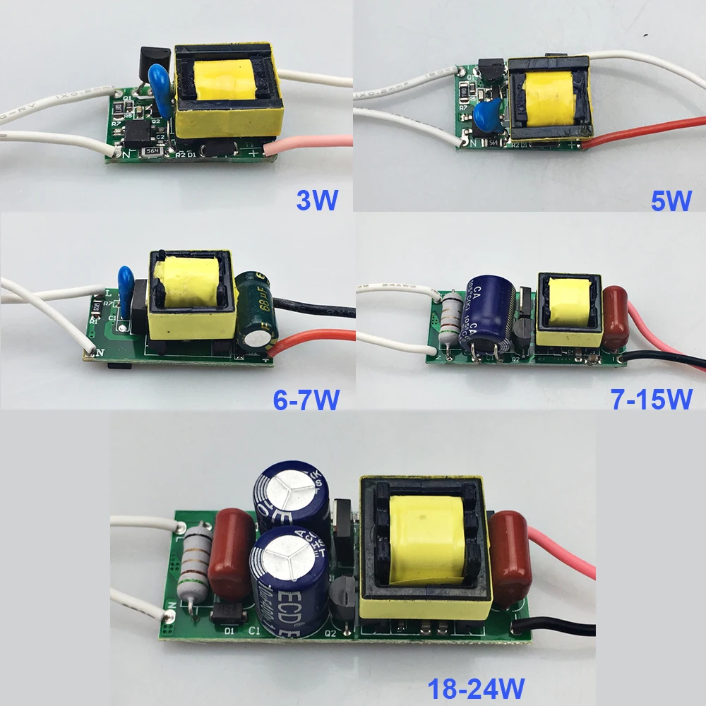 Светодиодный драйвер адаптер Питание Вход 260-300mA 85-265V постоянного тока для светодиодных светодиодный свет Диммируемый преобразователь, 3 Вт, 5 Вт, 6-7W 18-24 Вт