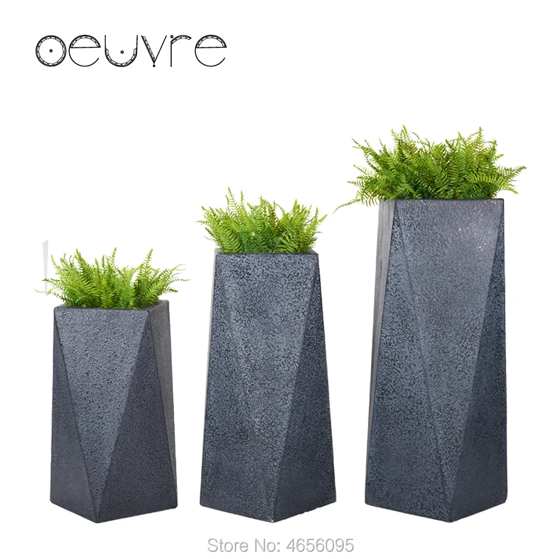 

nordic creative flower pot stone large modern minimalist floor planter living room indoor garden green Simulated cement planter