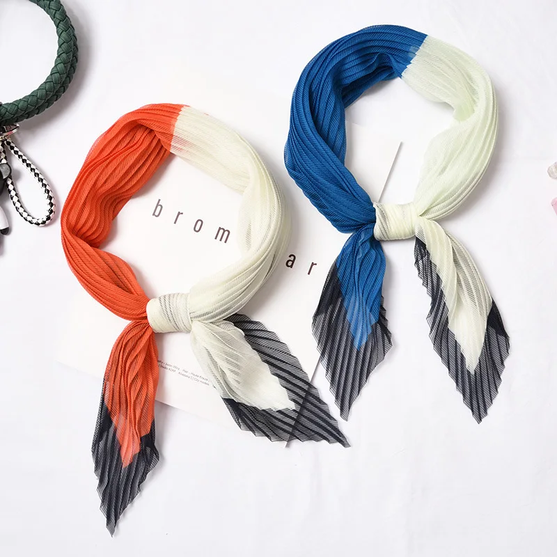 Woman Hair Scarf Women Fashion Joker Korean Style Color Spring And Autumn Season Scarves Print Crinkle Hijab Vintage Moda Mujer Woman Hair Scarf Women Fashion Joker Korean Style Color Spring And Autumn Season Scarves Print Crinkle Hijab Vintage Moda Mujer