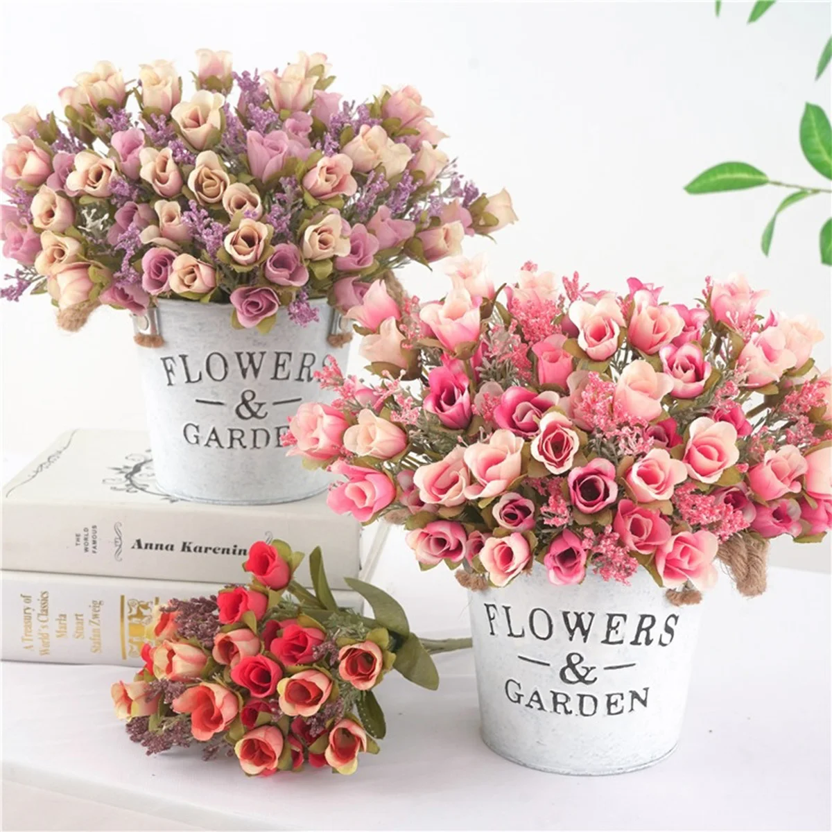 

32cm Rose Pink Silk Peony Artificial Flowers Bouquet 20 Big Head And 15 Bud Cheap Fake Flowers For Home Wedding Decoration