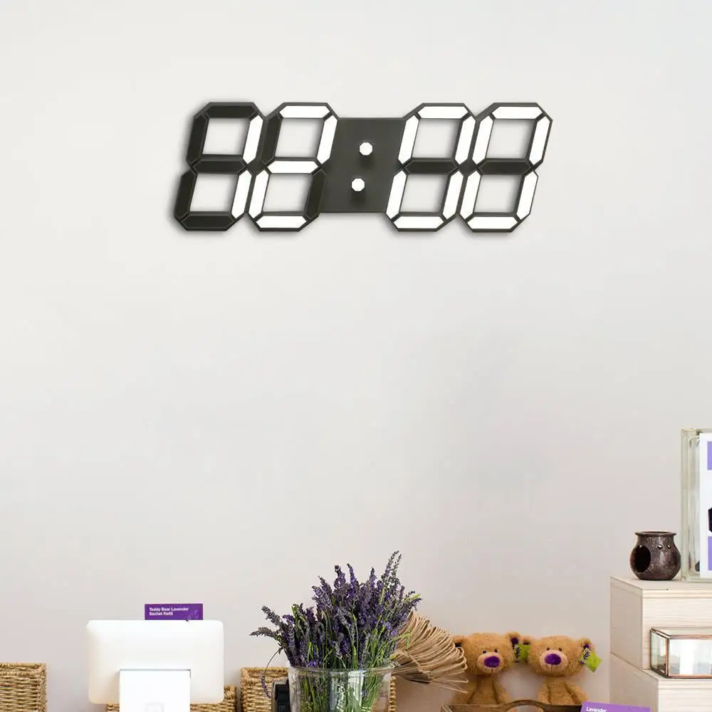 

LED 3D Large Black Shell Digital Wall Clock with Remote Control European Regulation