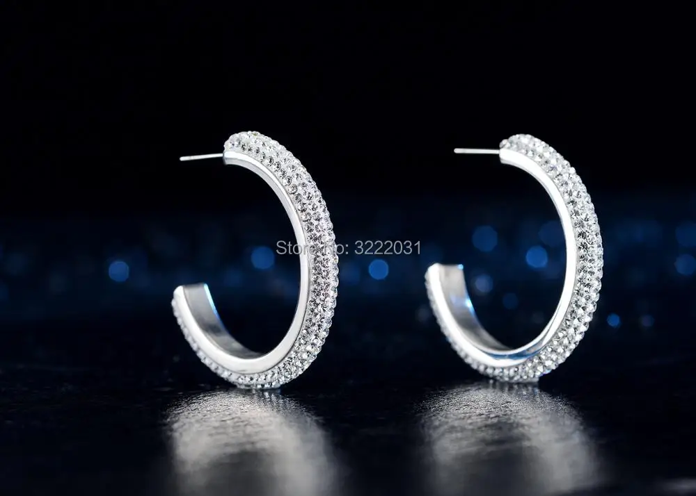 Stainless Steel Women Crystal Pave Setting Earring High Quality Girls Austria Jewelry 2019 Summer Princess Earrings New | Украшения и