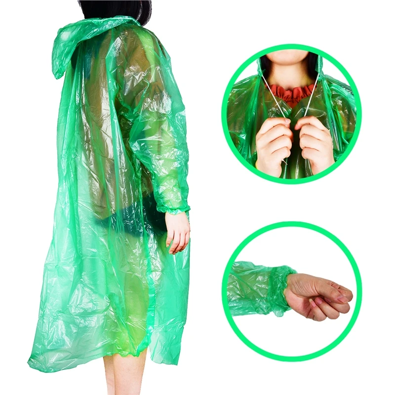 

5Pcs/set Disposable Raincoat for Adult Women Men Kids Girls Boys Portable Emergency Waterproof Poncho for Travel Camping