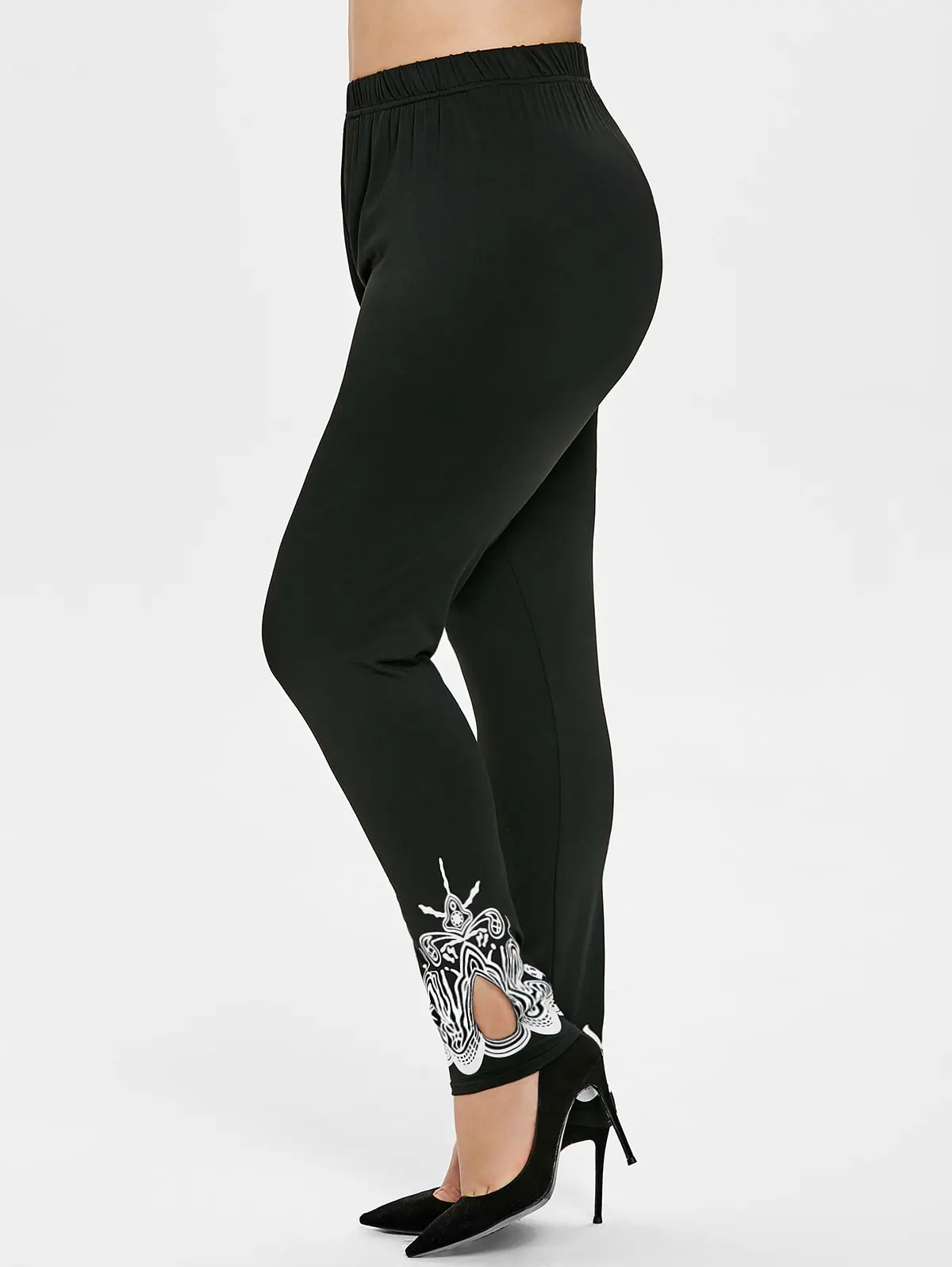 Wisalo/Леггинсы с вырезами больших размеров женские Леггинсы спортивные обтягивающие повседневные штаны с эластичной резинкой на талии