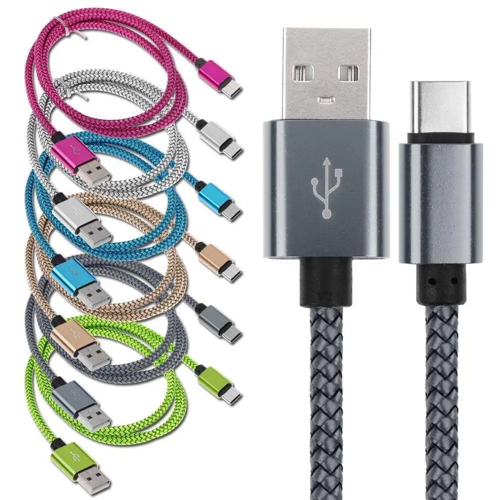 100 шт. USB3.1 Type c кабель зарядного устройства 1 м USB C нейлоновая оплетка зарядный