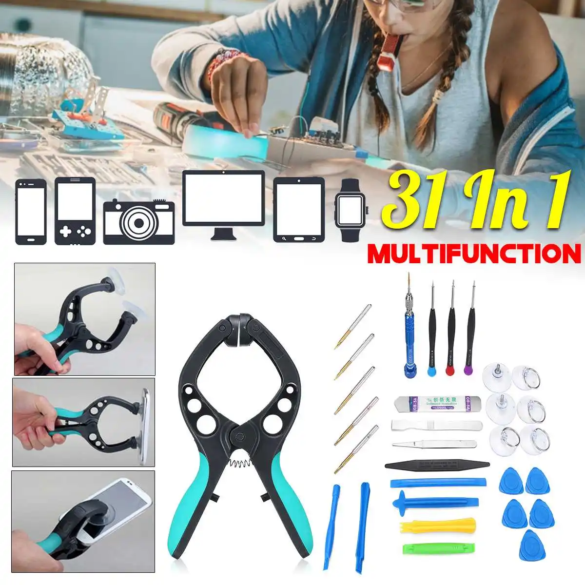 

31In1 For IPhone PC Mobile Phone Screen LCD Opening Repair Tool Kit Screwdriver Repairing Opining Installing Professional