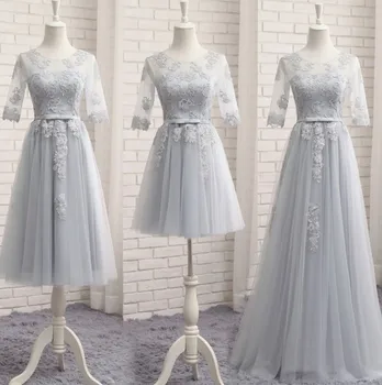 

Pink Tulle Bridesmaid Dresses A Line O Neck Half Sleeve Elegant Dress Women For Wedding Party Vestidos De Dama De Honra 2020