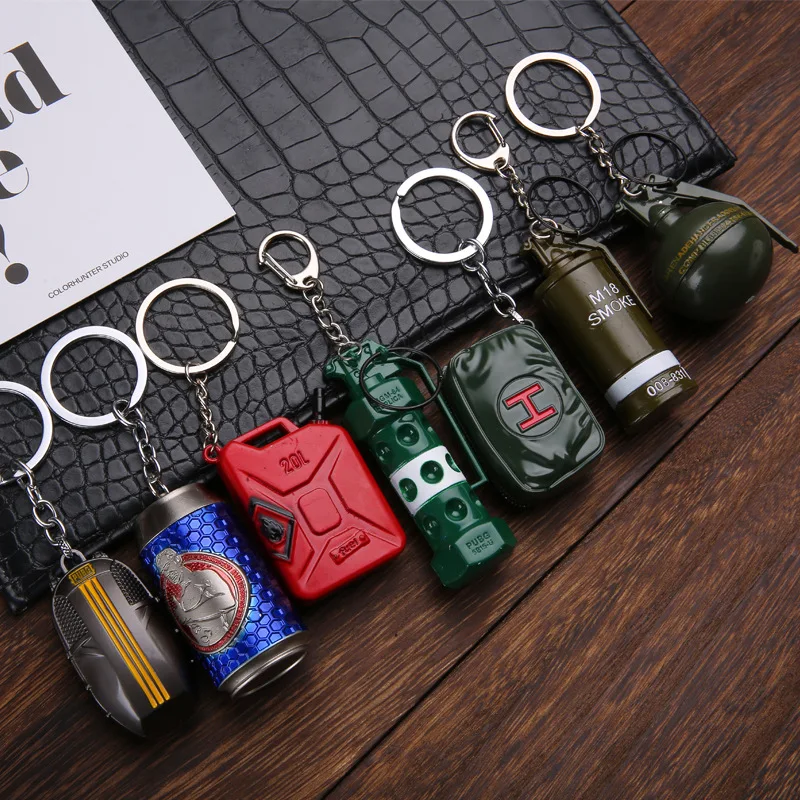 

Keychain Pendant Trinket Game PUBG CS GO FPS Smoke Bombs Drink Parachute Bags Airplanes Key Chain Ring for Men Gifts Souvenirs