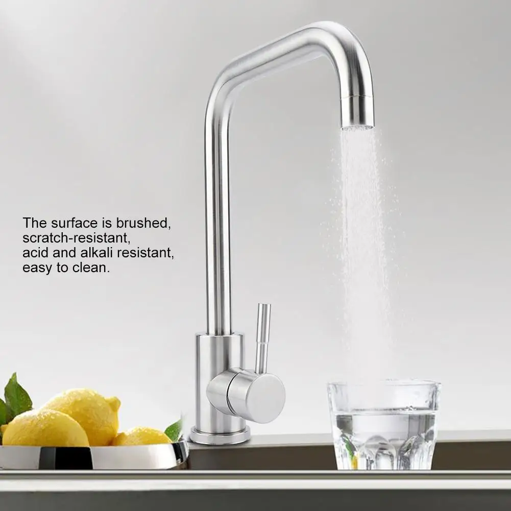 

360 Degree Rotating G1/2" Cold Hot Water Faucet Stainless Steel Single Handle Basin Faucet Kitchen Bathroom Sink water tap