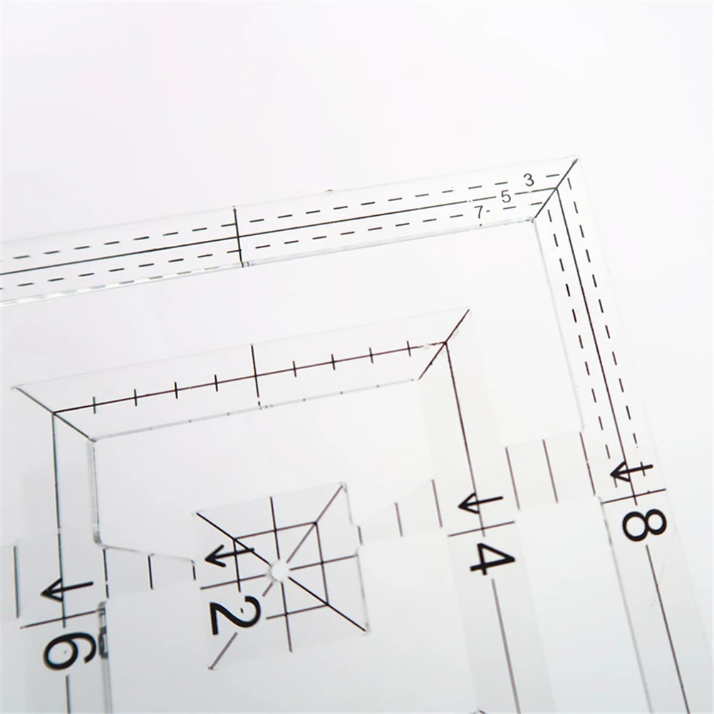 Лоскутная линейка, прозрачная акриловая двойная квадратная линейка, инструмент для шитья, двойная линейка для резки квилтинга, рисования, шитья