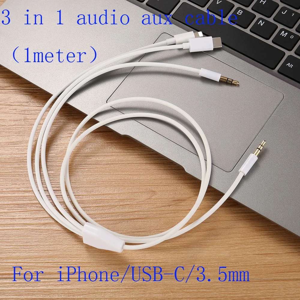 1 м 3 фута USB C/8pin/3 5 мм до AUX Наушники в aux аудио кабель для телефона с 8 контактами и