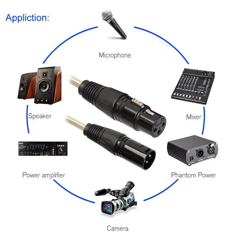 Микрофон аудио кабель 3Pin XLR папа к женскому Удлинительный провод для миксера