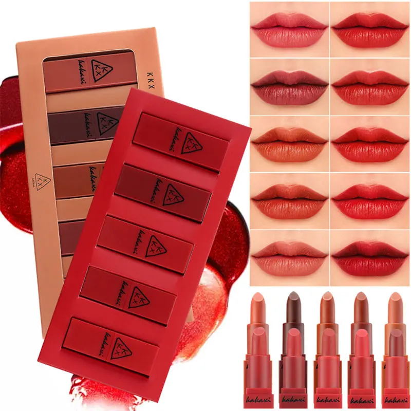 

5 sticks 2019 New Lipstick Set not faded suit Waterproof net red Authentic student Matte Lip Glaze Makeup tools