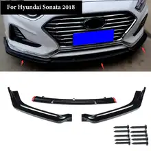 3 шт./компл. автомобиль передний бампер для губ накладка hyundai Sonata Hybrid внешний Запчасти Авто черный глянец ABS передний бампер