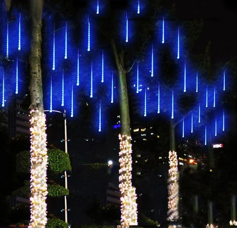 8 шт./компл. Метеоритный Дождь трубка Светодиодная Рождественская елка свет свадебный сад Рождественская струна свет наружное праздничное освещение гирлянда