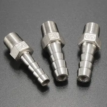 

1/8'' 304 Stainless Steel Hose Tails Thread Hose Tail Barb Connector Pipe Fitting Household Tools