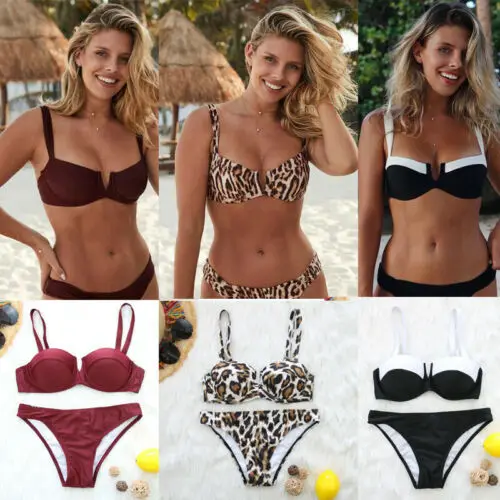

Women Bikini Thong Bottoms Beach Swimwear Leopard Print G-String Cheeky Swimsuit