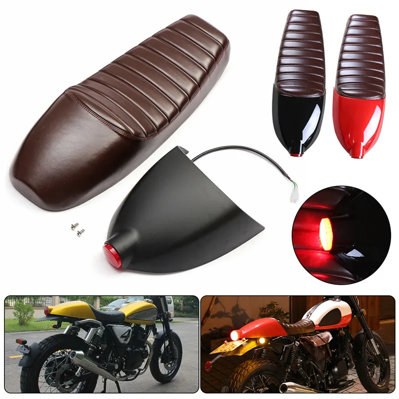 

Lamp and Lampshade and Vintage Hump Cafe Racer Motorcycle Seat Saddle 200mm Frame Hoop Loop & LED Strip Set