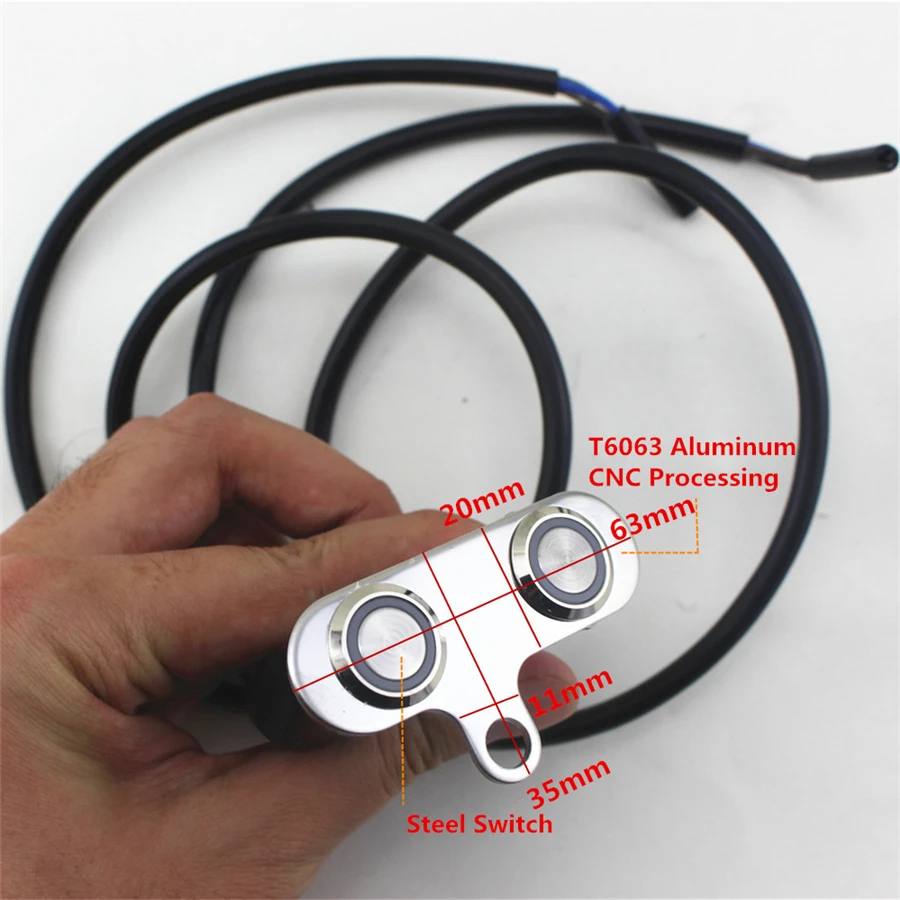CNC алюминиевый сплав короткий шаг мотоцикл руль Двойные кнопки переключатель самовозвратный Сброс переключатель с зеленым светодиодный