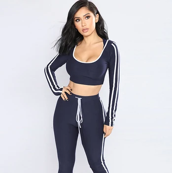 

New Women TrackSuit Yo-ga Hoodie Crop Tops High Waist Pants Workout Clothes Tights TrackSuit