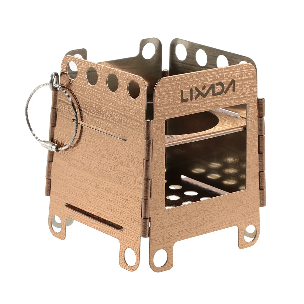 

Lixada Portable Stainless Steel Lightweight Folding Wood Stove Pocket Stove Outdoor Camping Cooking Picnic Backpacking Stove