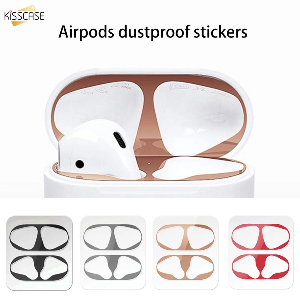 

KISSCASE Metal Dust Guard Protective Sticker Case for Apple AirPods Earphone Case Shell Skin Protector for AirPods Accessories