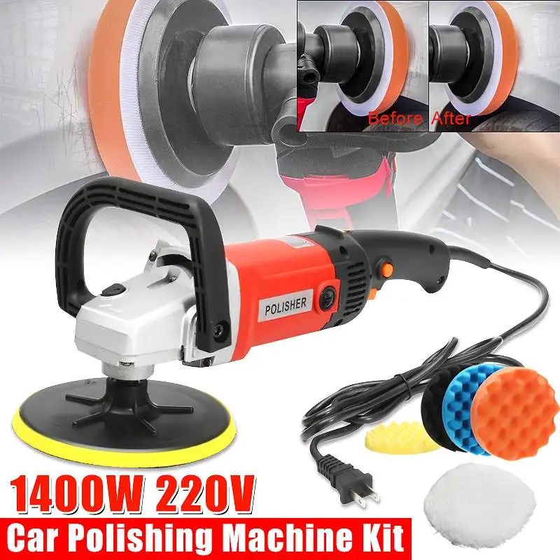 

1400W Car Boat Polishing Polisher Machine Sander Buffer & 180mm Sponge Pad Set Polishing Tool