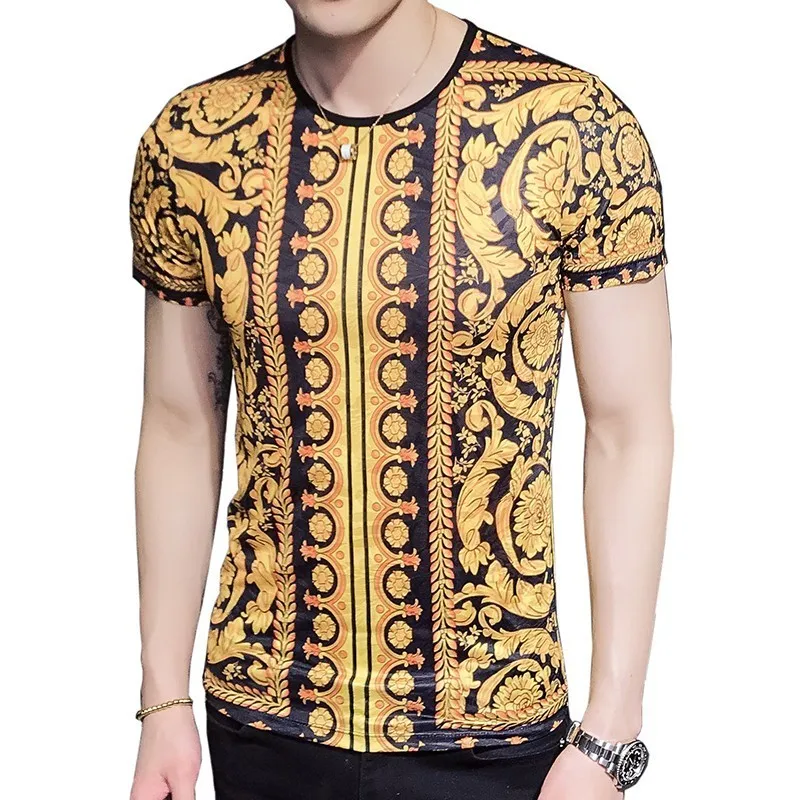 Барокко Панталон мода новая футболка с принтом Мужские Клубные вечерние Hombre Camiseta