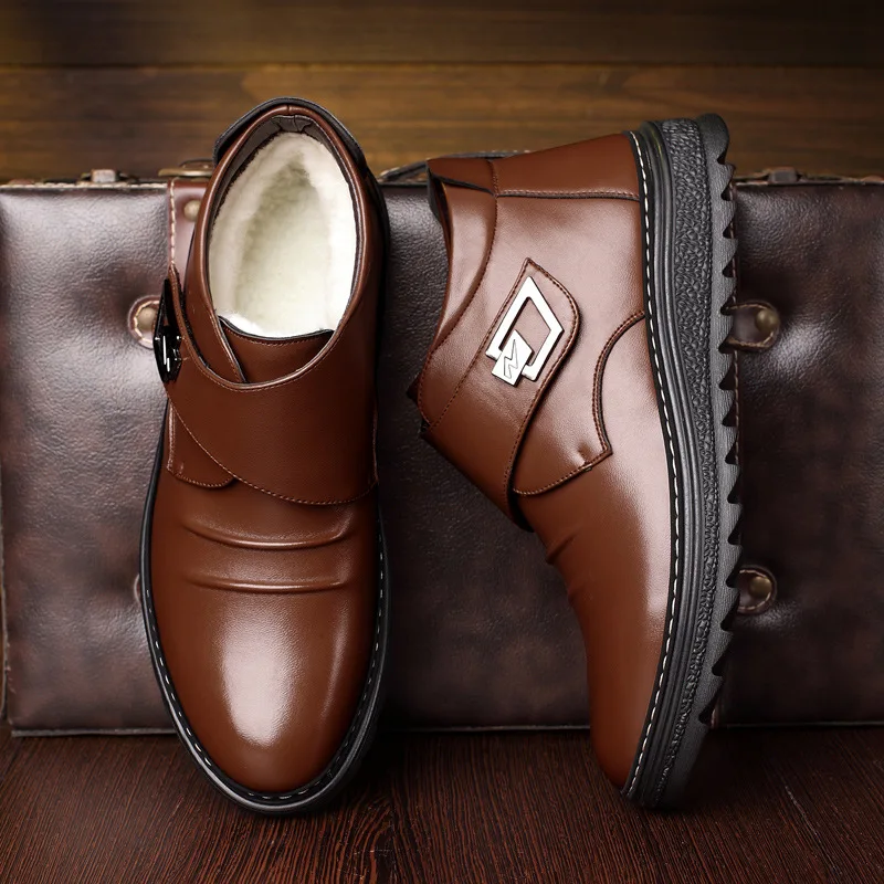 

New Handmade Men Genuine Leather Winter Boots High Quality Man Snow Boots Ankle Boots For Men Business Shoes Men