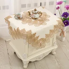 85cm Square Fashion Fine Workmanship Lace Table Cover Cloth Furniture Mantel Tablecloth Transparent Christmas Wedding Decoration