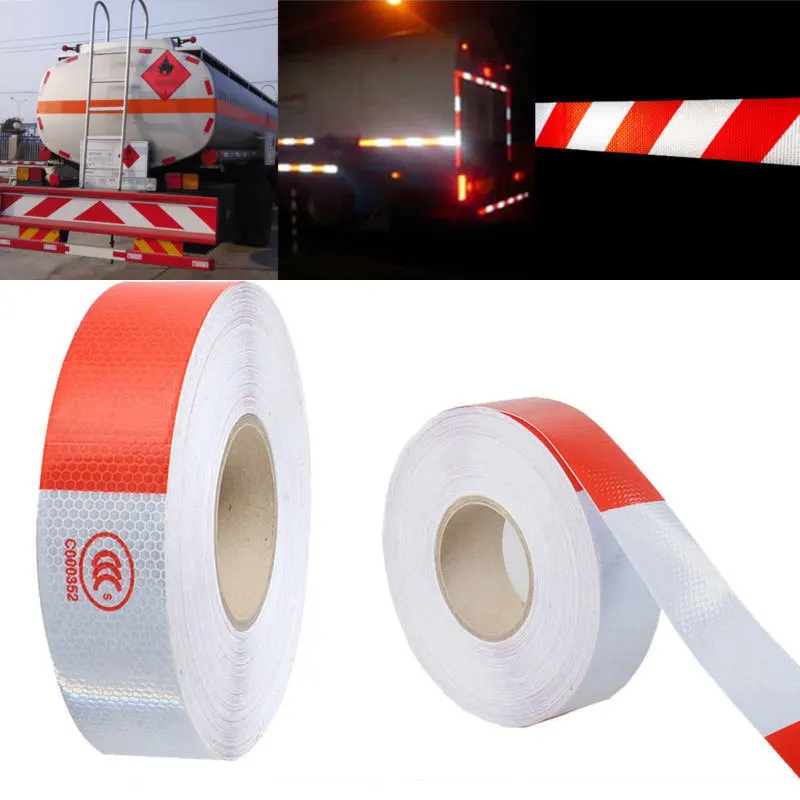 

1pc 5cm*45M Reflective Tape Roll White and Red Trailer Conspicuity Dot Sfety Warming Tape Reflective for Vehicle