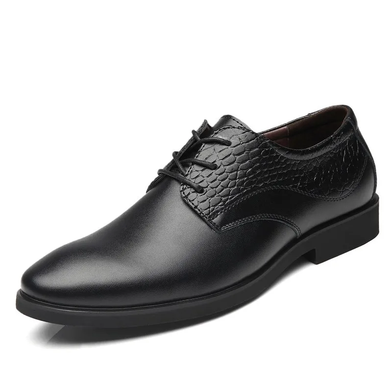 

QZHSMY Men Elevator Dress Shoes black basic Man Shoes Leather Genuine Ankle