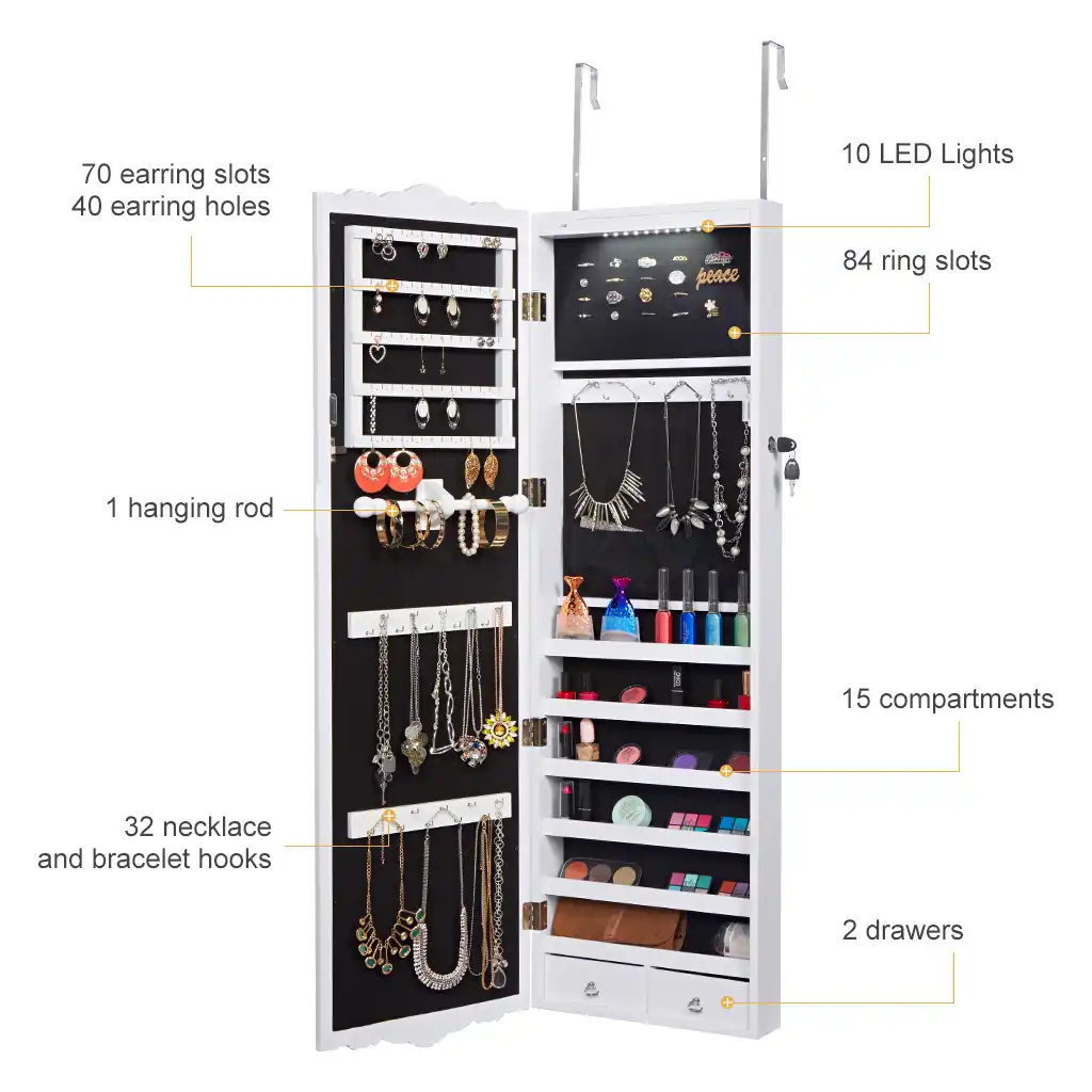 Langria Full Length Lockable Wall Mounted Over The Door Hanging