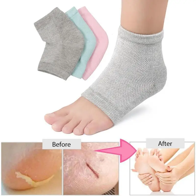 1Pair Moisture cracked heel socks polyester cotton gel sock for crack