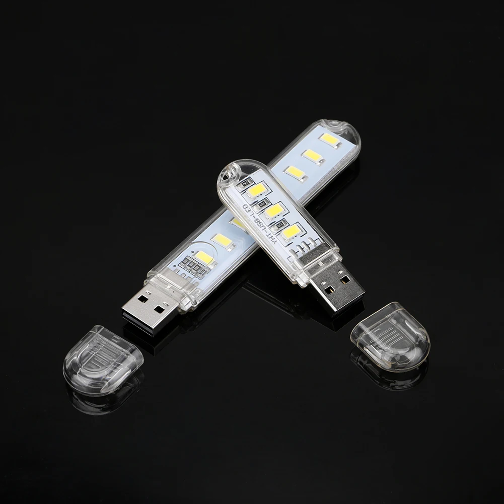 Супер яркий USB флэш-светильник белый/теплый белый 3LED/8LED мини USB светильник фонарь Ночная лампа для чтения для ПК ноутбука power Bank