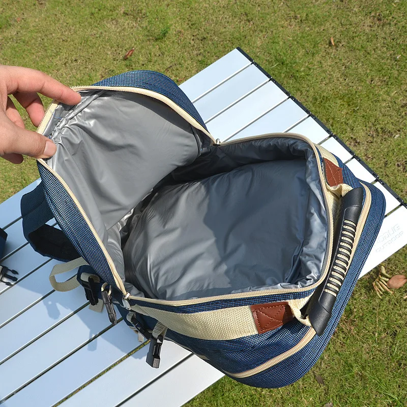 Открытый Многофункциональный изолированный охлаждаемый backpag портативный многоместный мешок для пикника с двойным плечом с столовым набором