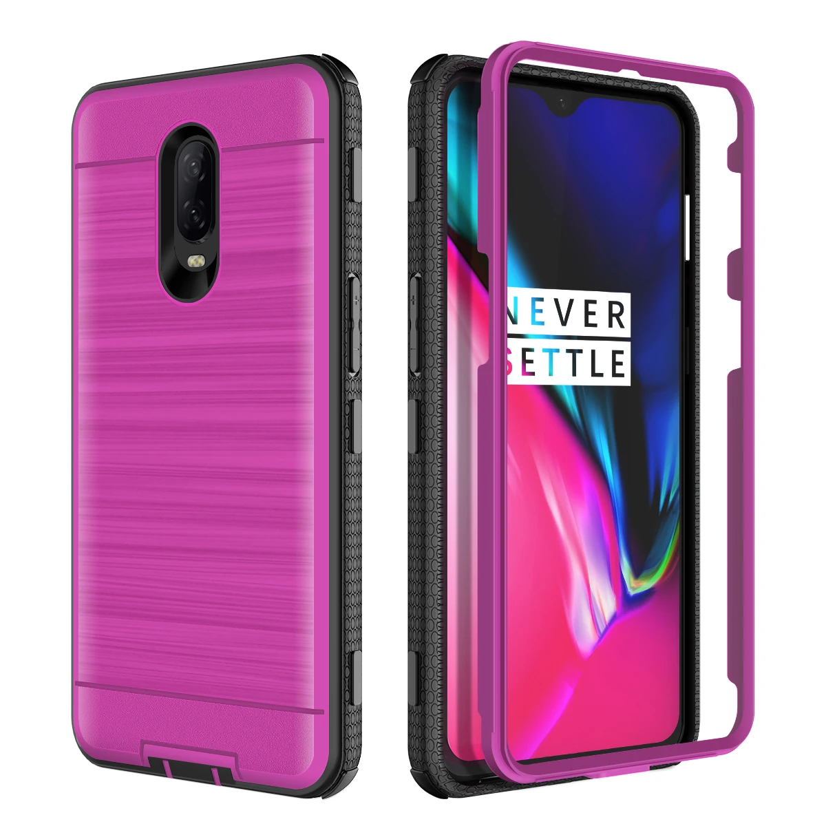 

Luxury Hard Case For Oneplus 6T Cover Purple For 2 in 1 PC+TPU Soft Shockproof Protective Coque For Oneplus 6T Case