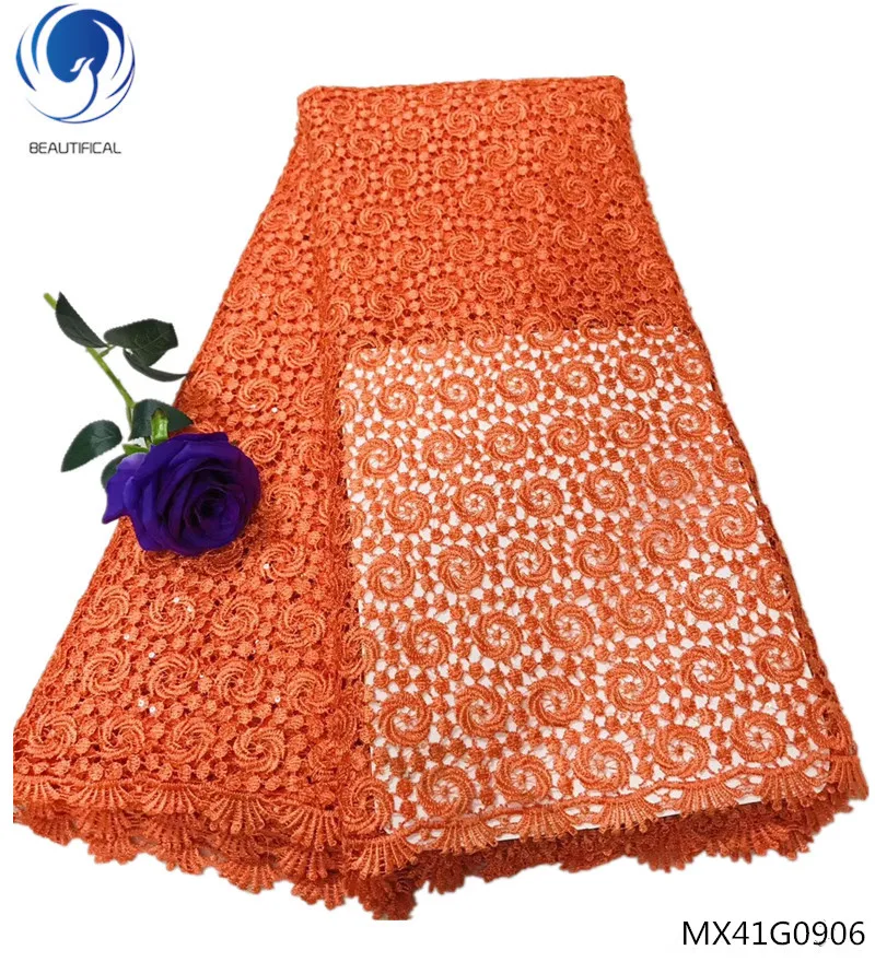 

Beautifical guipure lace fabric orange lace african fabric cord lace fabric hot 5yards per piece guipure cord fabrics MX41G09