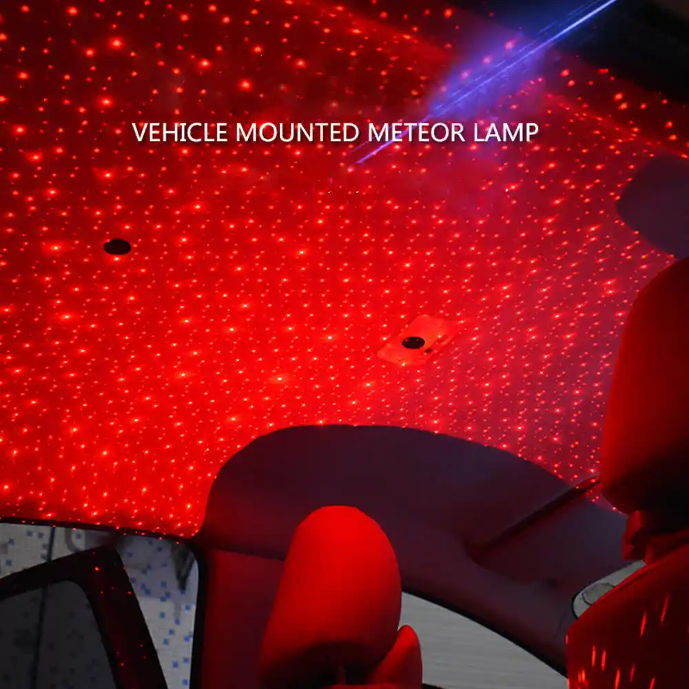 Meteor Star Red Led Car Ambient Ceiling Light Usb Interior Galaxy