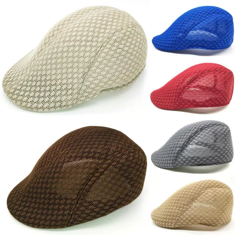 

Men Women Breathable Sandwich Type Mesh Outdoor Sports Beret Flat Cap Peaked Cap Golf Hat