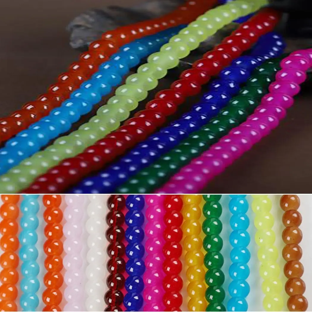 DIY Красочные Стекло искусственный нефрит нить бус с разделителем повседневное